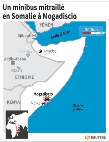 Un minibus mitraille en somalie a mogadiscio