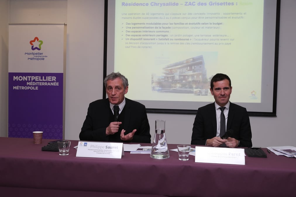 Philippe Saurel et Christophe Pérez, à Montpellier, le 28 février 2018