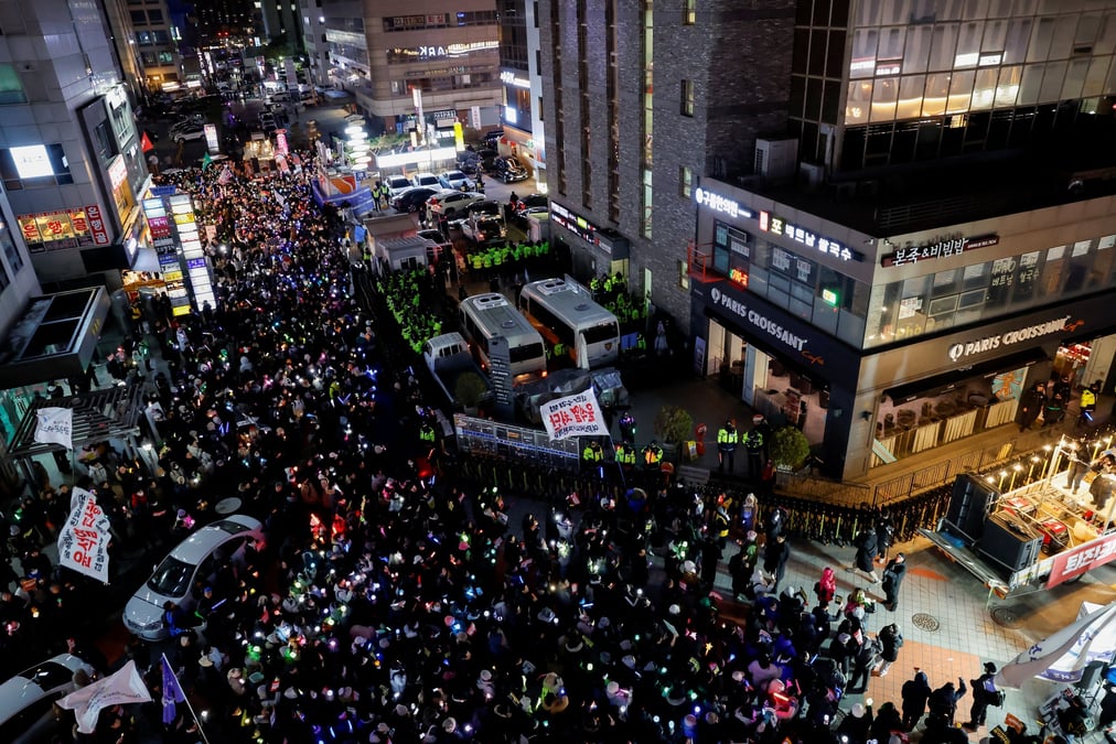 Manifestation pour la destitution du president sud-coreen yoon suk yeol, a seoul.