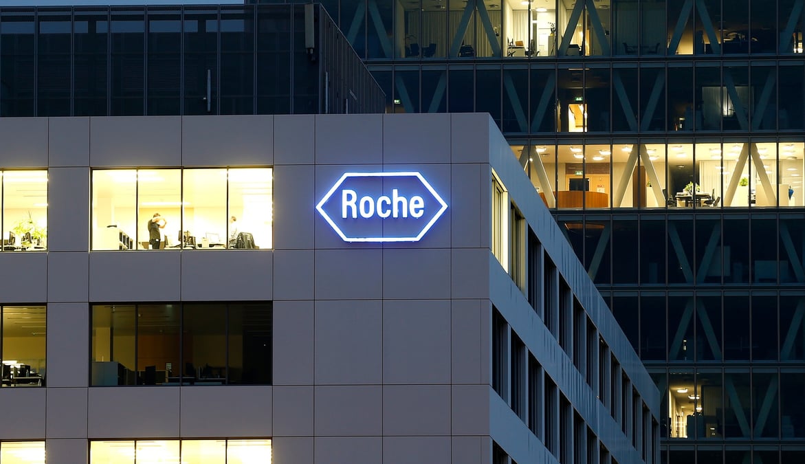 Le logo de la societe pharmaceutique suisse roche