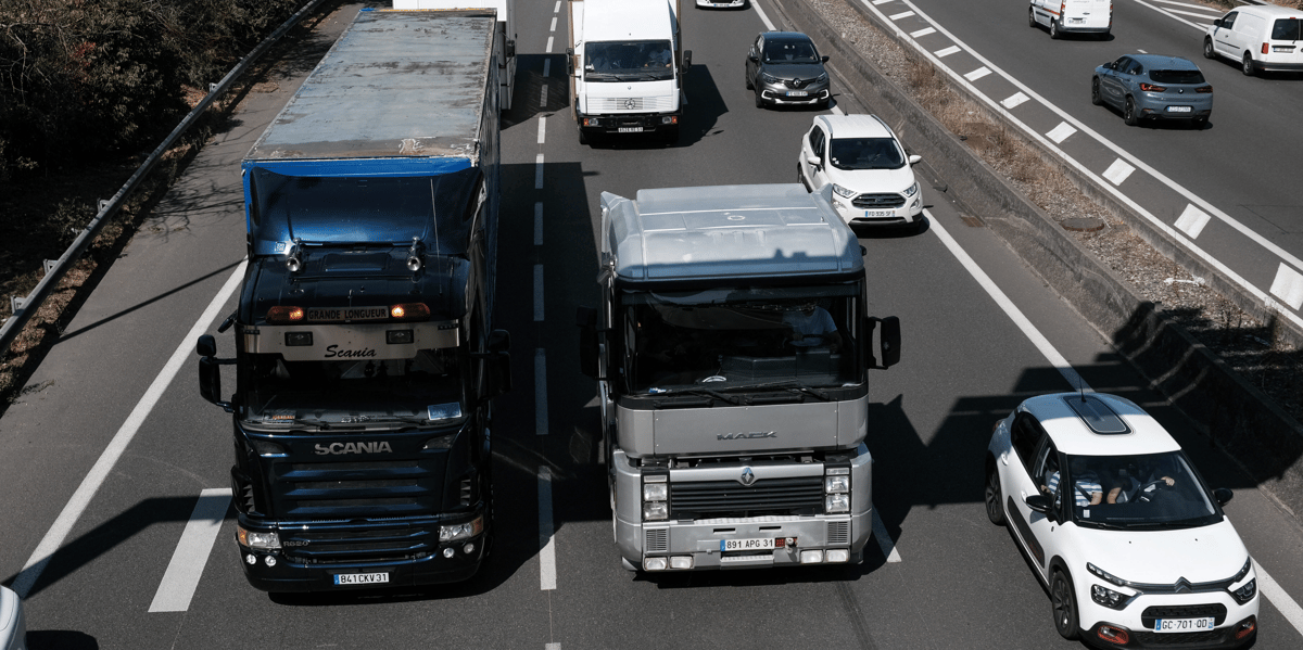 camions, émission, CO2, particules, diesel, routier, chauffeur, trafic,