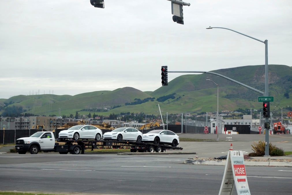 Photo d'archives des voitures tesla a fremont, aux etats-unis