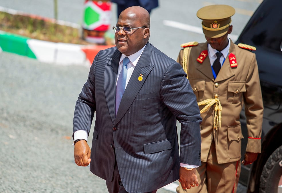 Le president de la republique democratique du congo (rdc), felix tshisekedi, arrive au sommet du mecanisme regional de suivi de l'accord cadre d' addis-ababa