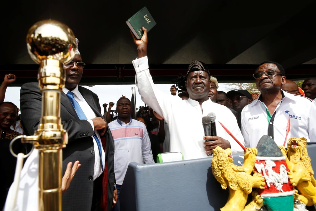 L'opposant odinga prete serment comme "president du peuple" au kenya