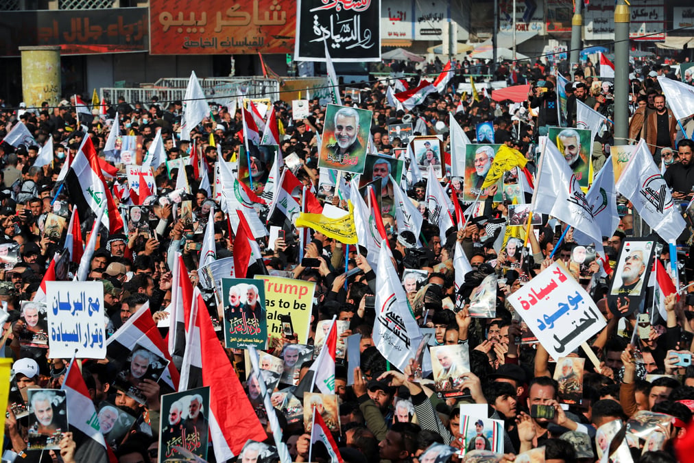 Manifestation a bagdad pour l'anniversaire de l'assassinat de soleimani