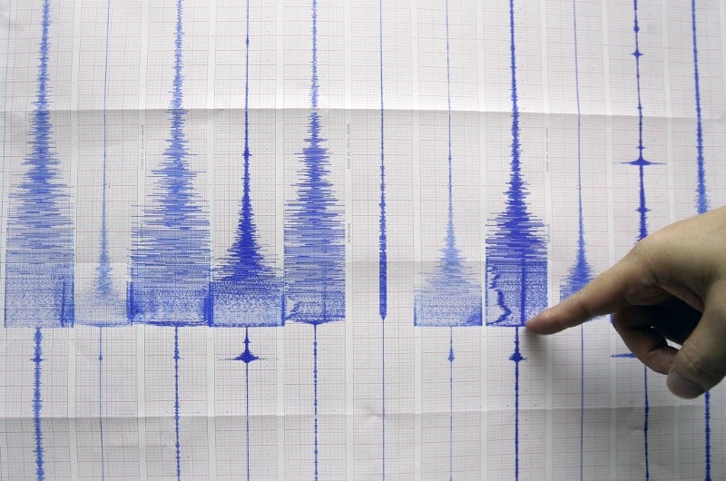 Graphique montrant une lecture de seisme au bureau central de meteorologie a taipei