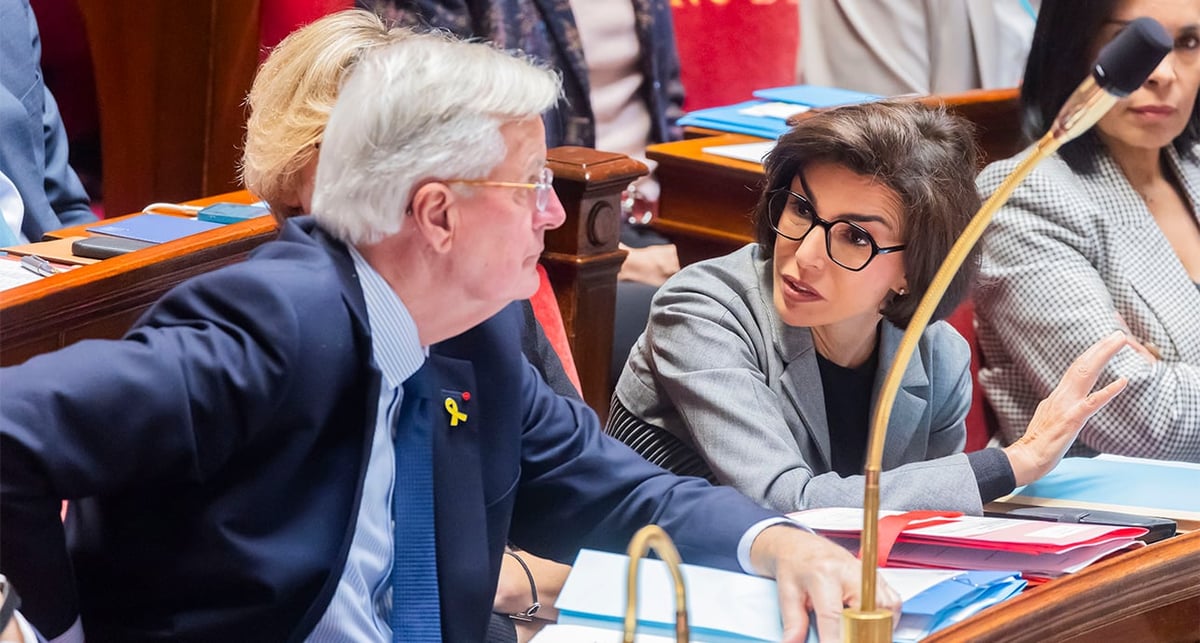 Michel Barnier et Rachida Dati lors des questions au gouvernement le 8 octobre 2024.