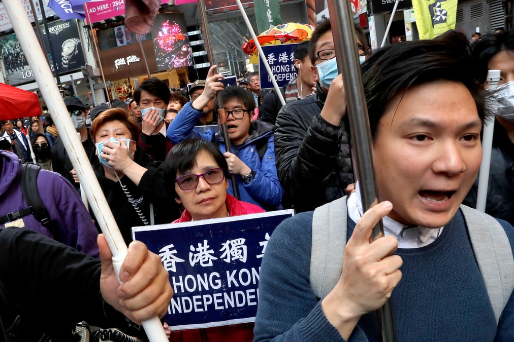 Rassemblement a hong kong en faveur d'une veritable democratie