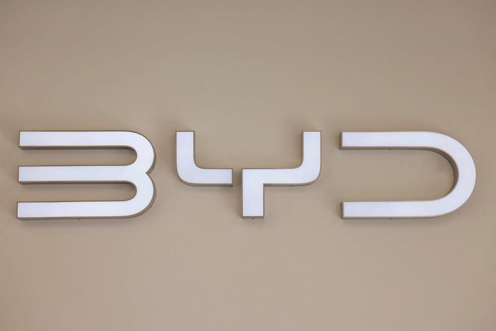 Le logo du constructeur de voitures electrique chinois byd