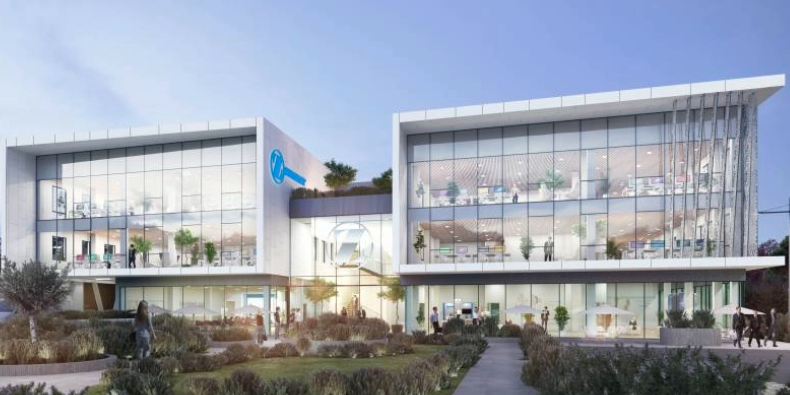 Le Parc Industries Or Méditerranée (PIOM), complexe de bureaux implanté au sud-est de l’aire métropolitaine montpelliéraine, notamment occupé par l’entreprise Zimmer Biomet Robotics.