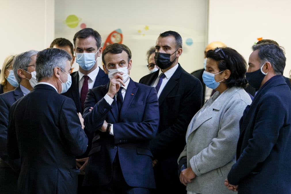 French president macron visits the necker hospital in paris