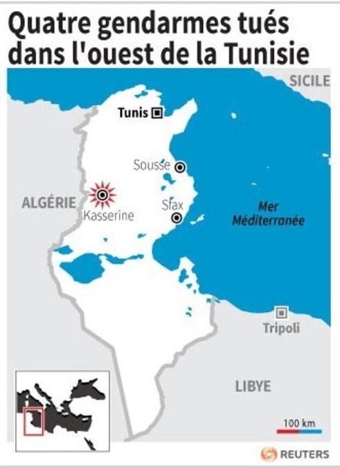 Quatre gendarmes tues dans l'ouest de la tunisie
