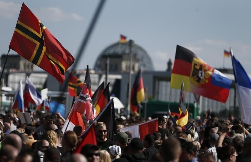 Manifestation de partisans d'extreme droite a berlin