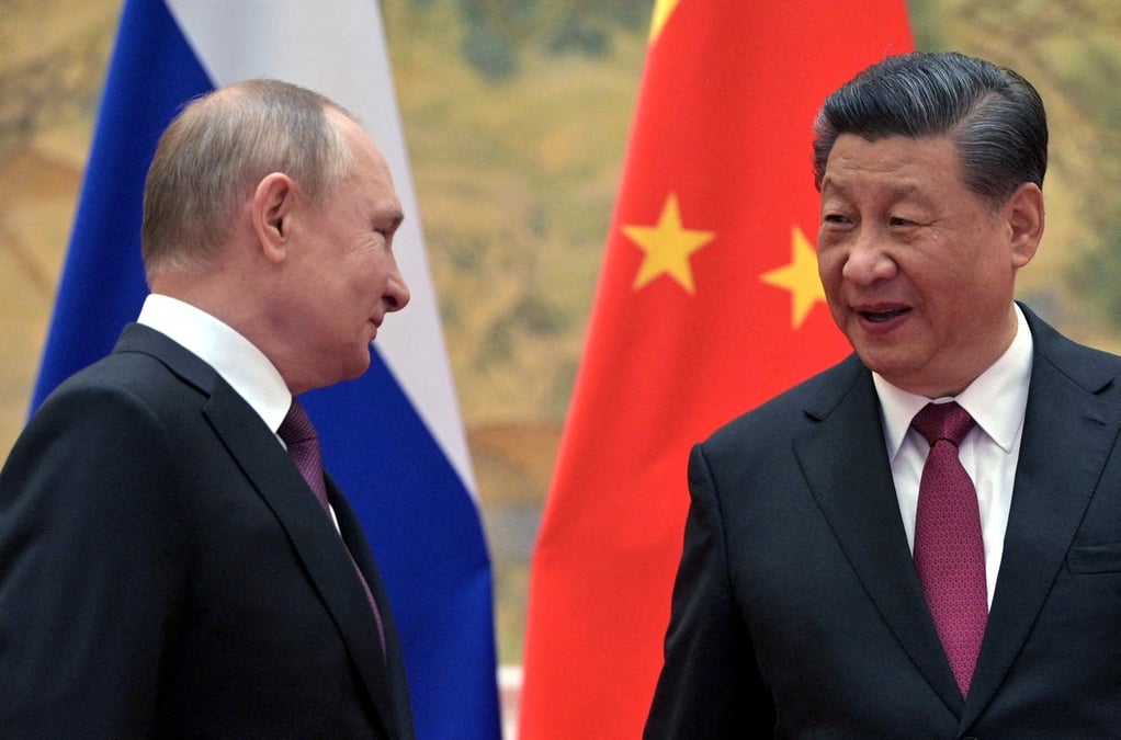 Le president russe vladmir poutine et le president chinois xi jinping a pekin