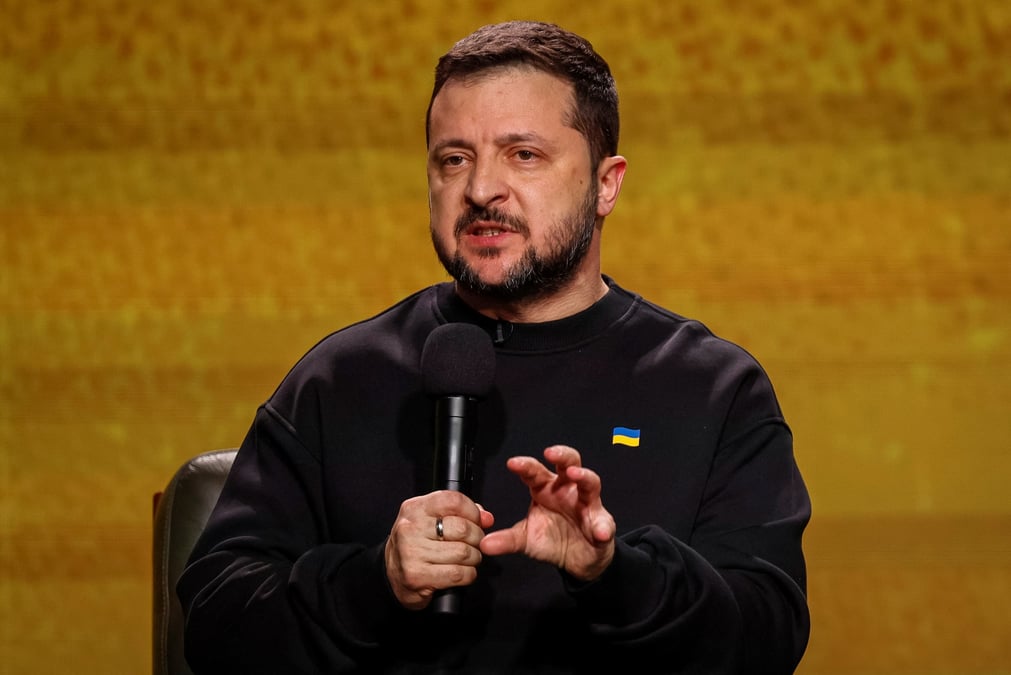 Le president ukrainien zelensky tient une conference de presse a kiev