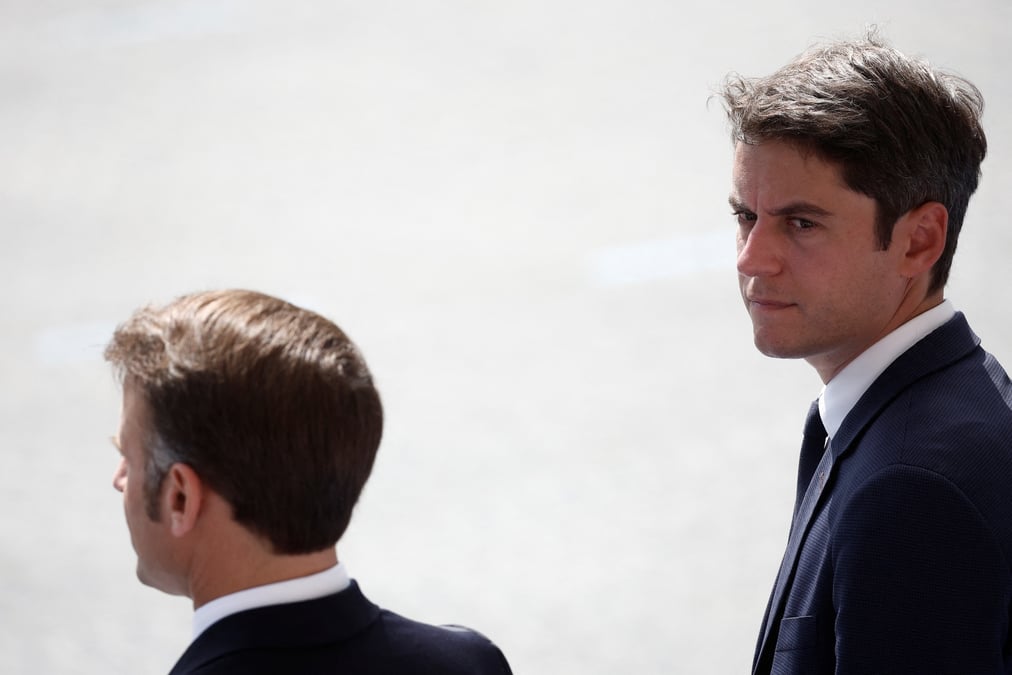 Emmanuel macron et gabriel attal a paris lors du defile militaire annuel du jour de la bastille, a paris