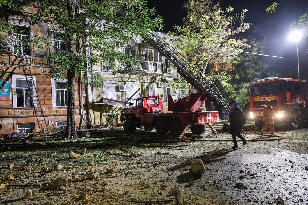 Le site d'une attaque de missiles et de drones russes a odessa