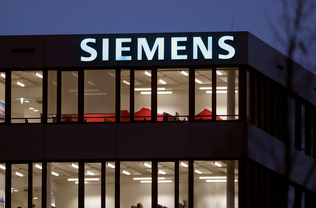 File photo: the logo of german industrial group siemens is seen in zug