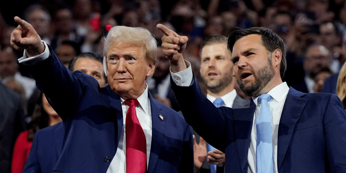 Donald Trump et J.D. Vance à la convention républicaine à Milwaukee.