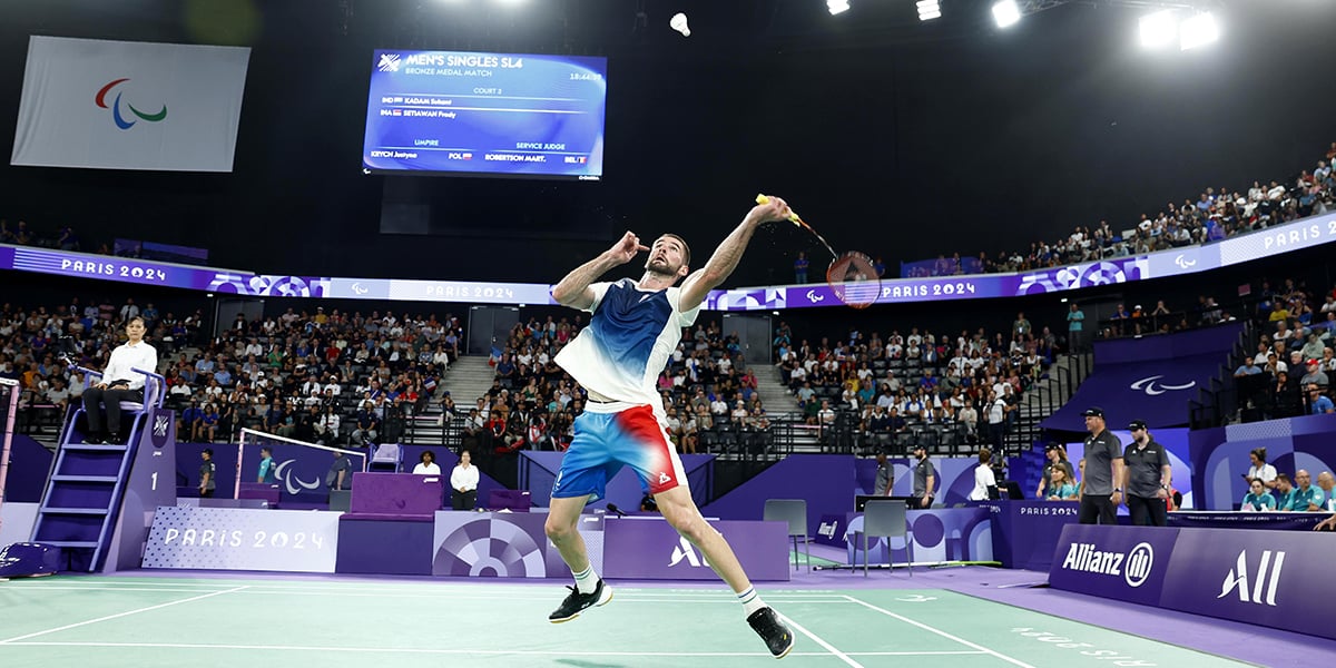 Lucas Mazur, lundi, en finale, à l’Arena Porte de la Chapelle.