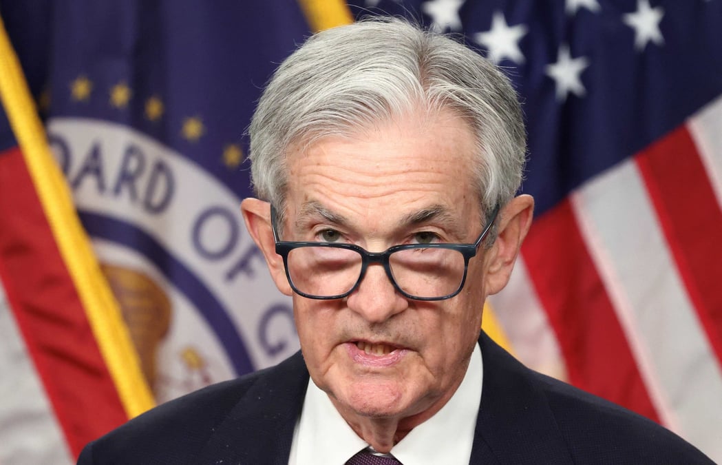 Jerome Powell, président de la Fed, lors de la conférence de presse le 7 mai 2025.