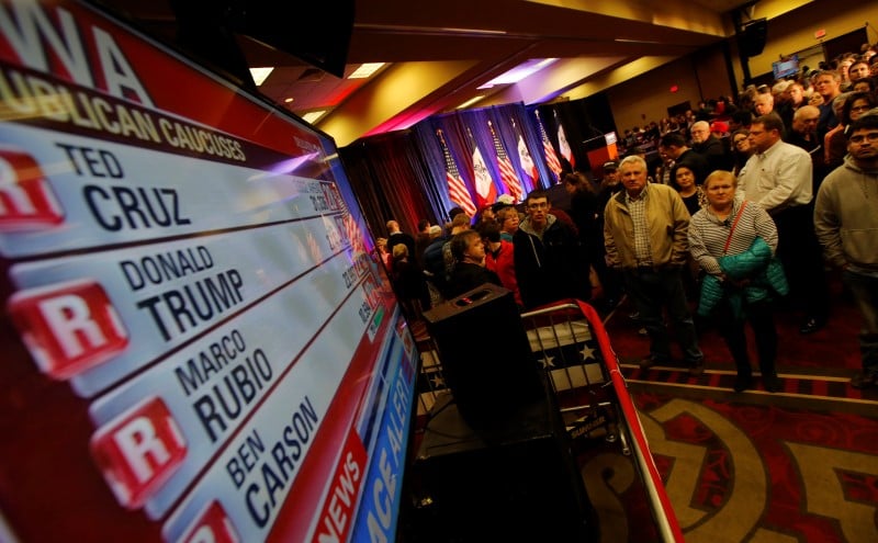 Dans l'iowa, ted cruz devance donald trump, hillary clinton et bernie sanders quasi a egalite