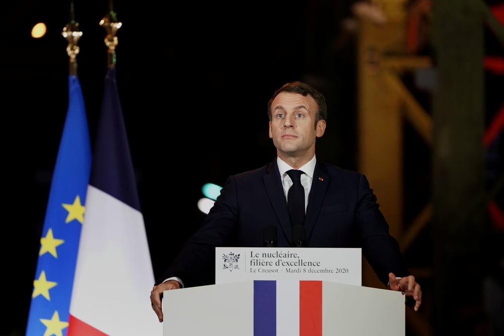 French president emmanuel macron visits framatome in le creusot