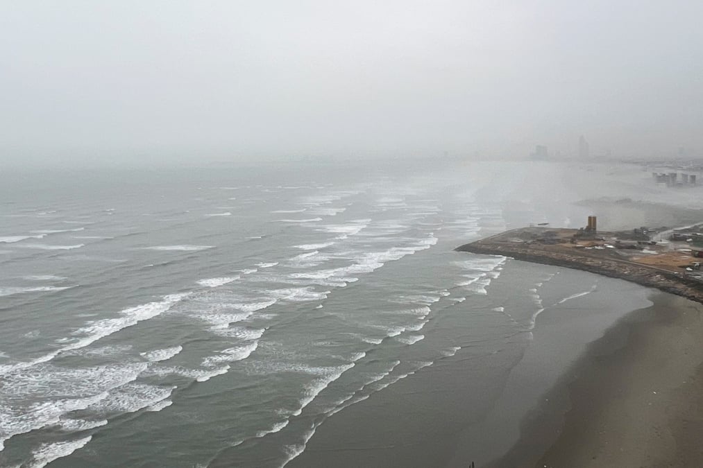View of sea waves seen from a residential apartment, at clifton beach in karachi