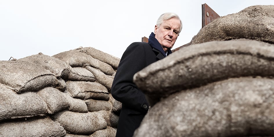 Michel Barnier était présent lors de l'inauguration de la tranchée du Musée de la Grande Guerre, à Meaux, le 11 novembre 2024.