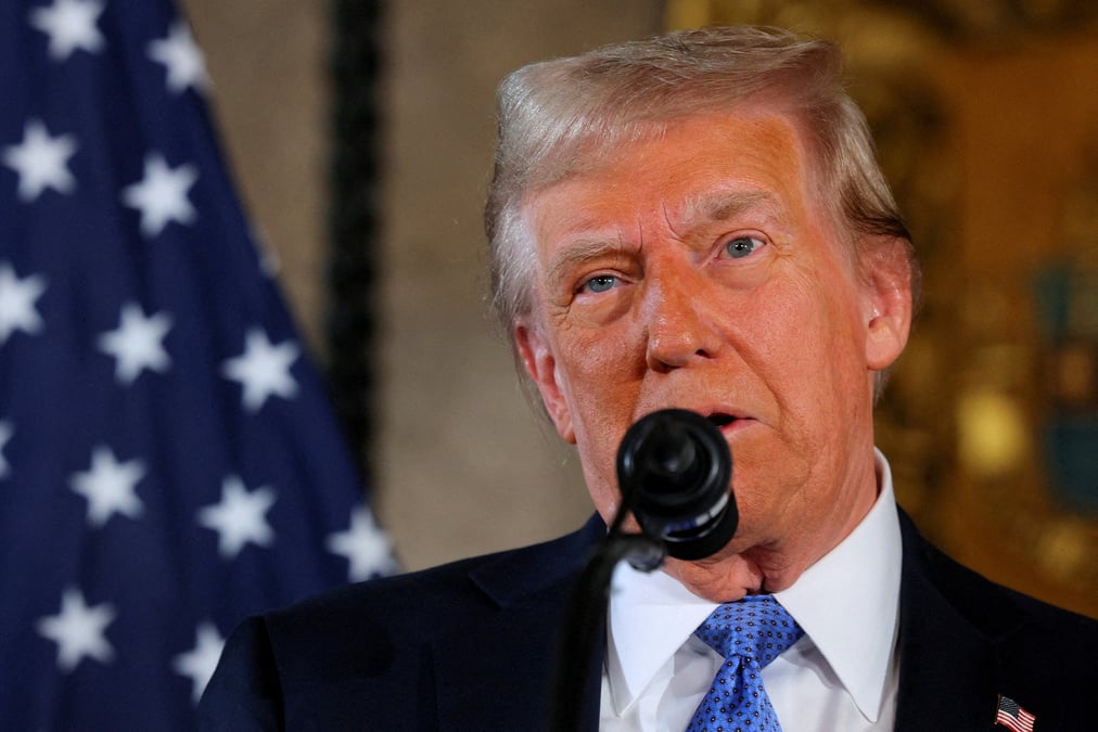 Le président élu des États-Unis, Donald Trump, prononce un discours à Mar-a-Lago à Palm Beach, Floride, États-Unis