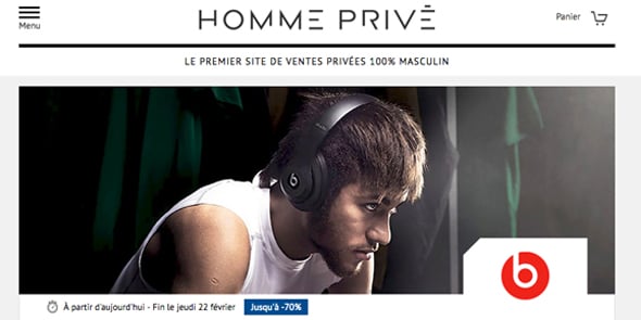 Le site de ventes privées www.hommeprive.com est lancé le 15 février 2018 par l'Héraultais Private Sport Shop