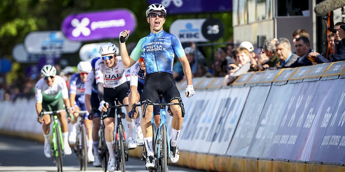 Benoît Cosnefroy, ici lors de sa victoire sur la Flèche brabançonne le 10 avril, fera partie des outsiders aujourd’hui à Liège.