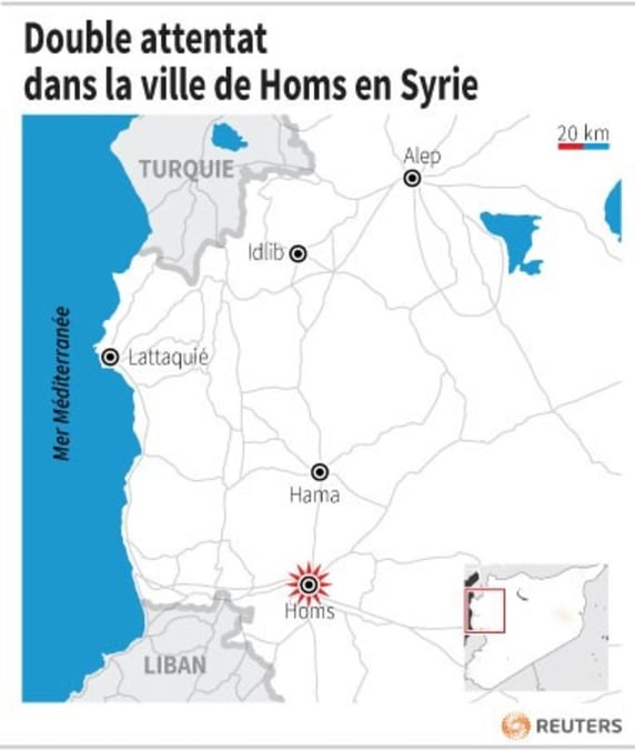 Double attentat dans la ville de homs en syrie