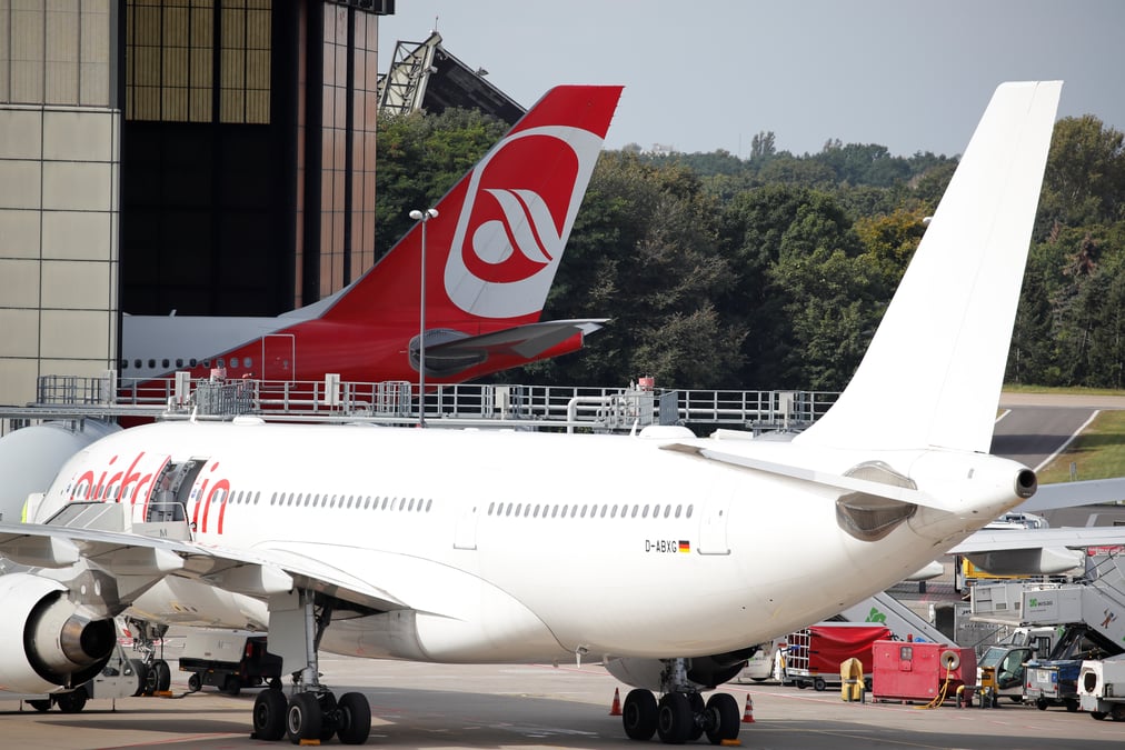 German carrier air berlin aircrafts are pictured at tegel airport in berlin