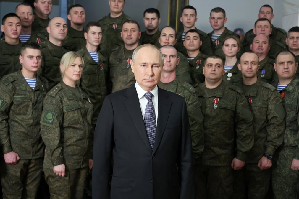 Le president russe vladimir poutine prononce son discours du nouvel an