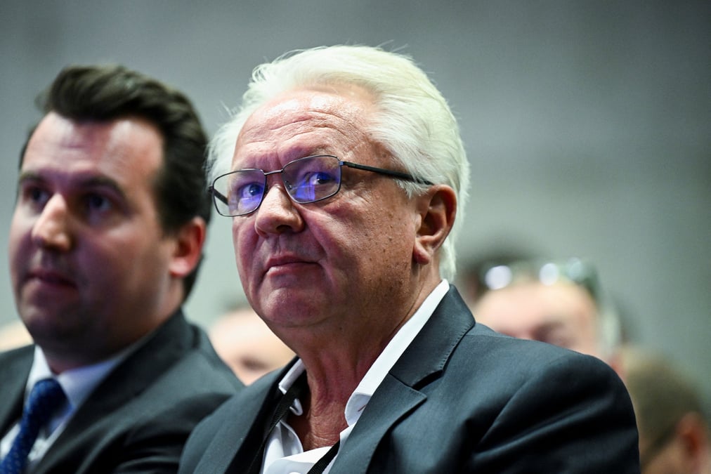 Armin papperger, lors d'une conference sur l'ukraine a berlin