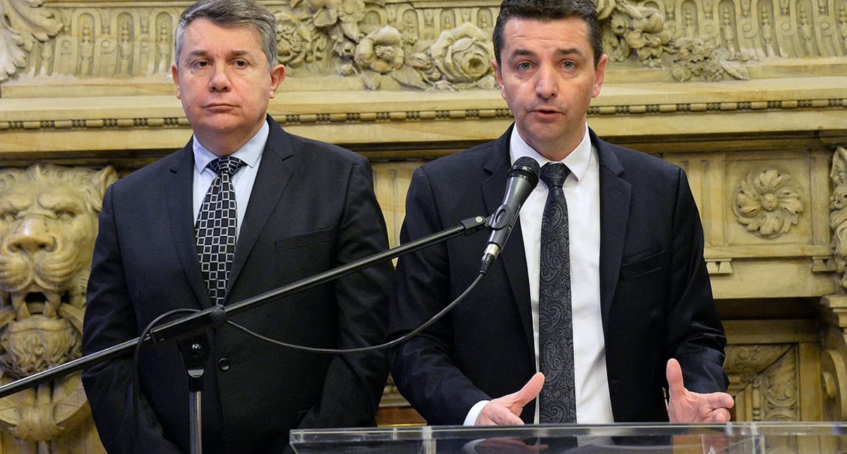 Gaël Perdriau, maire de Saint-Etienne, et Gilles Artigues, son 1er adjoint, le 11 janvier 2019.