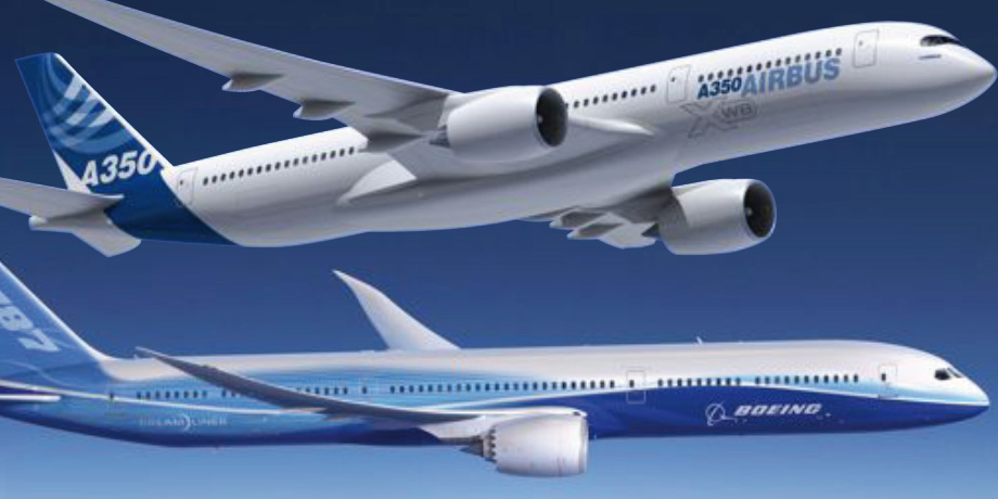 L'Airbus A350 et le Boeing 787 se disputent le marché long-courrier.