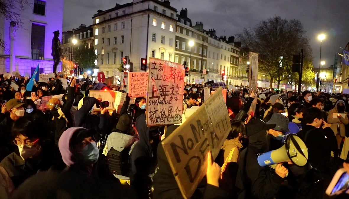 Manifestation devant l'ambassade de chine a londres