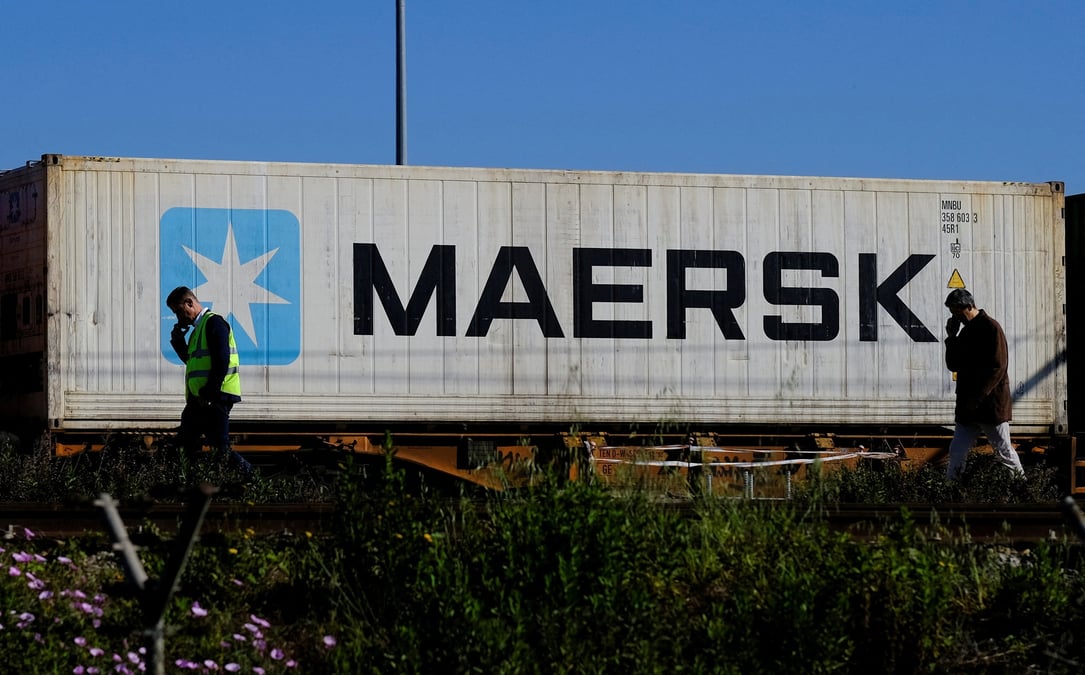 Photo d'archives d'un conteneur maersk
