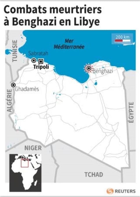 Près de 50 morts en dix jours dans les combats à Benghazi