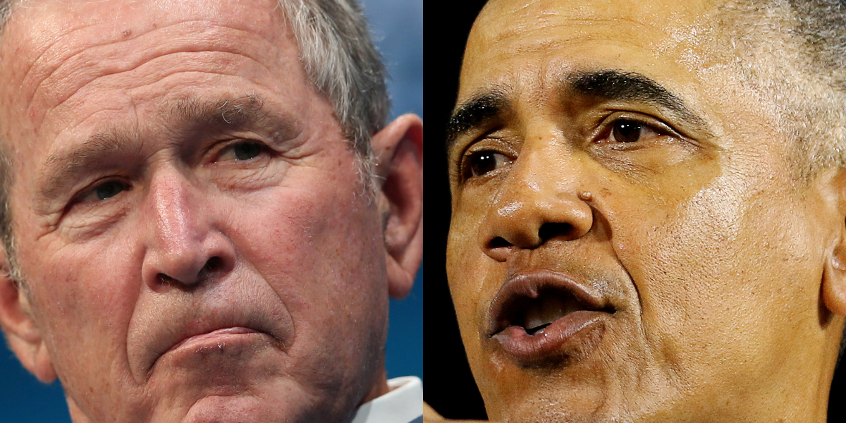 Collage photos George W. Bush / Barack Obama