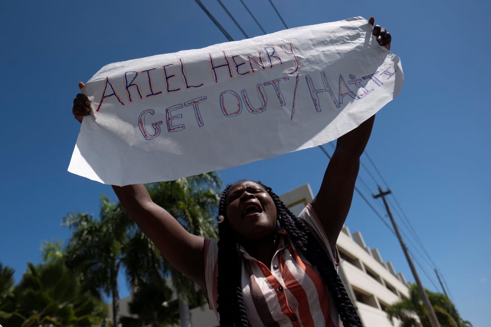 Manifestation contre le premier ministre haitien ariel henry a san juan