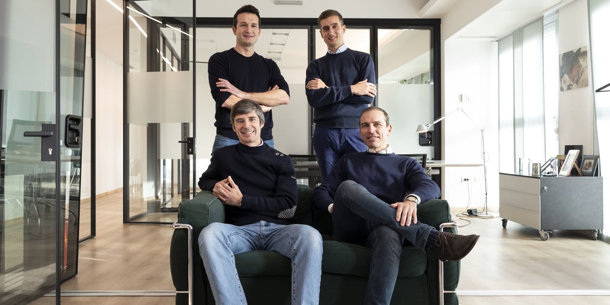 De gauche à droite, et de haut en bas : Alessandro Zaccaria, Thomas Nivard, Alexandre Mordacq, Cesare Maifredi, partenaires chez 360 Capital.