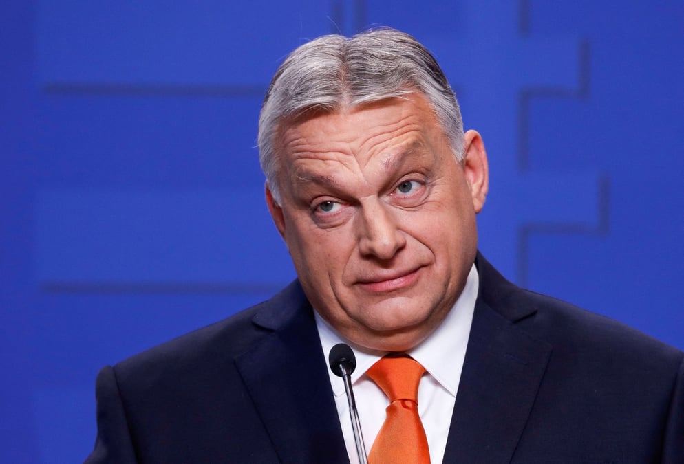 Photo d'archives du premier ministre hongrois viktor orban lors d'une conference de presse