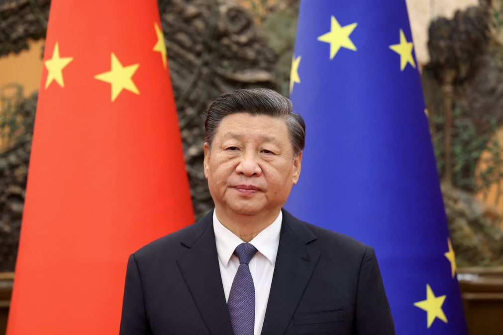 Le president chinois xi jinping lors d'une reunion avec le president du conseil europeen charles michel