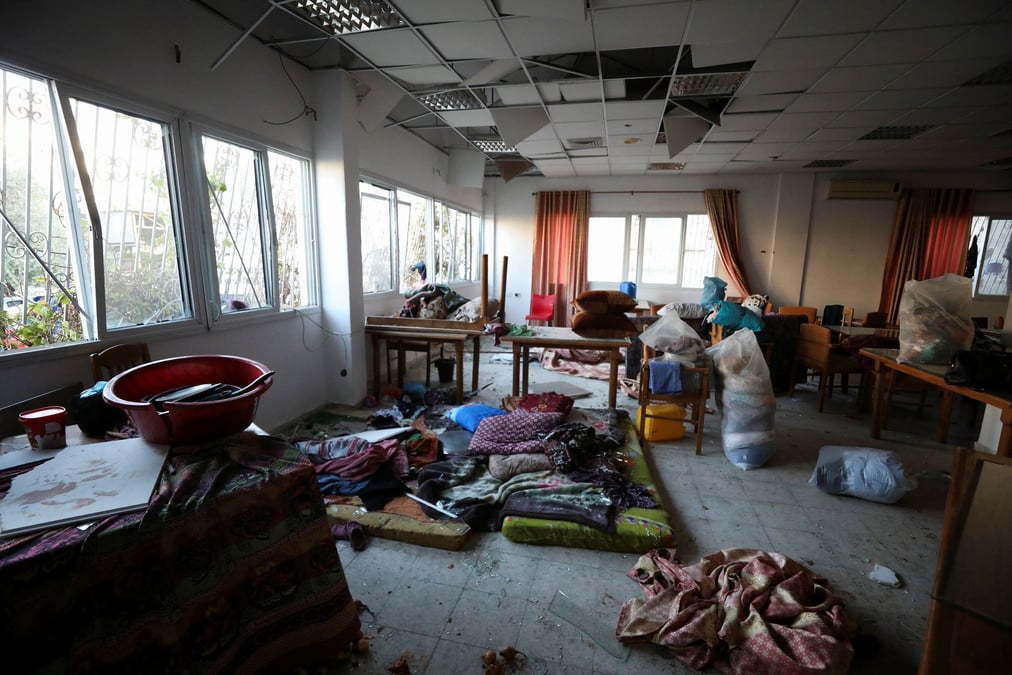 L'hopital al-ahli, ou des centaines de palestiniens ont ete tues dans une explosion, a gaza