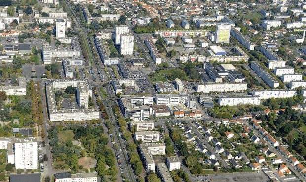 La ville de Nantes vue du ciel.
