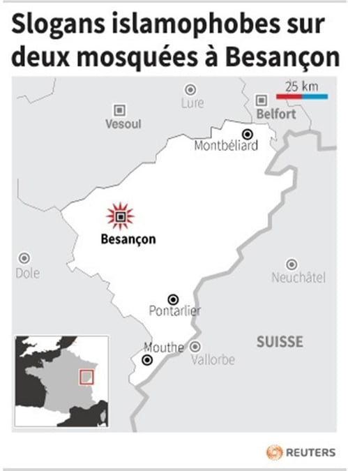 Slogans islamophobes sur deux mosquées à Besançon