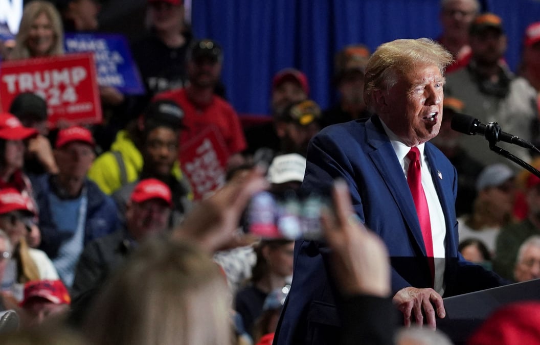 Le candidat republicain a la presidence donald trump lors d'un rassemblement de campagne a richmond